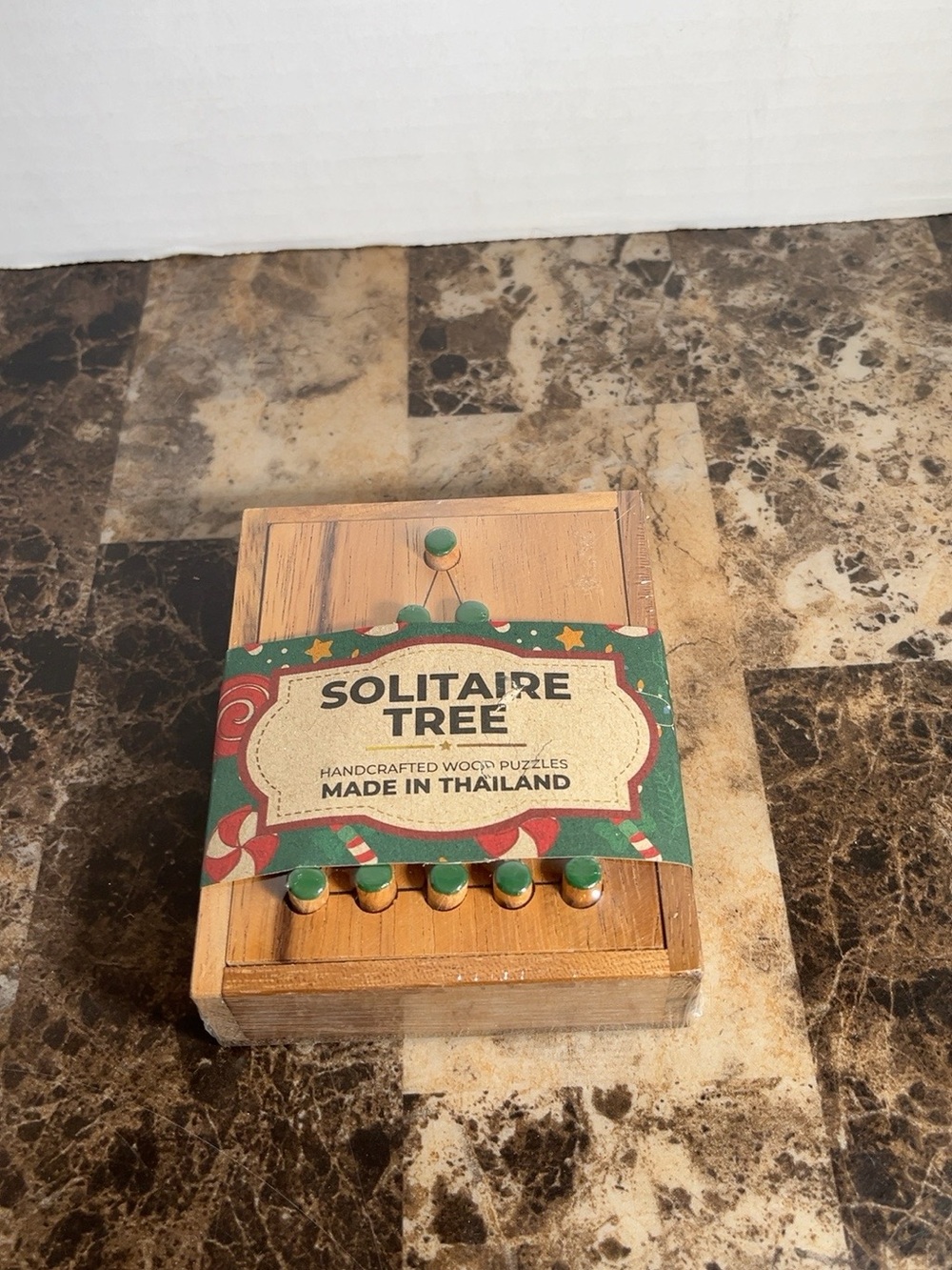 Solitaire Tree Wooden Peg Puzzle by Solitaire - Green & Gold